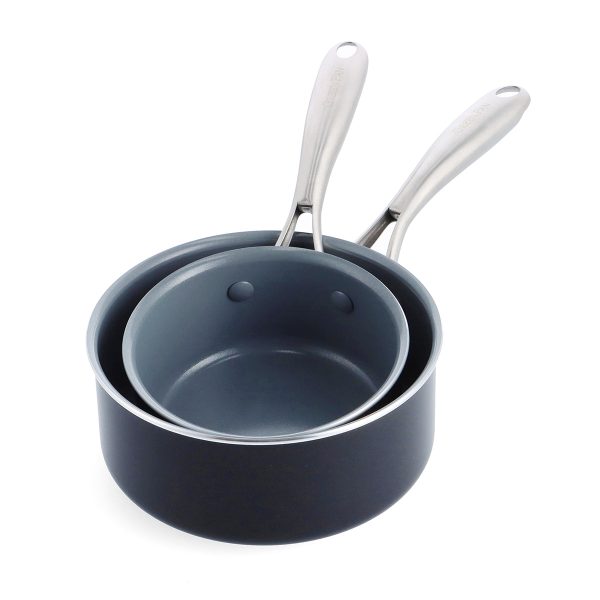 Swift Ceramic Nonstick 1-Quart and 2-Quart Saucepan Set Online Sale