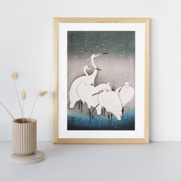 Japanese Block Print - Group of Egrets For Discount - Image 2