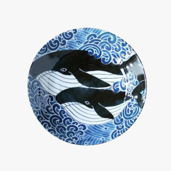 Japanese Soup Plate - Whale For Sale