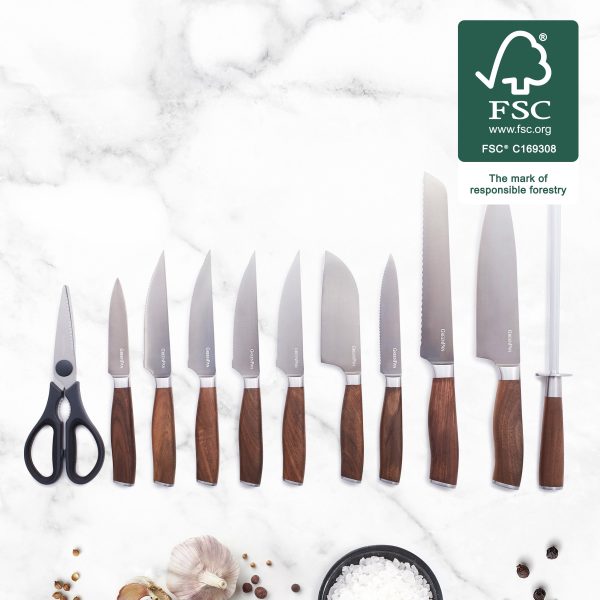 Premiere Titanium Cutlery 12-Piece Knife Block Set with Walnut Handles Hot on Sale - Image 2