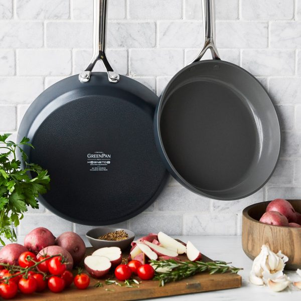 GP5 Colors Ceramic Nonstick 9.5  and 11  Frypan Set with Mirror Handles | Slate For Sale - Image 2