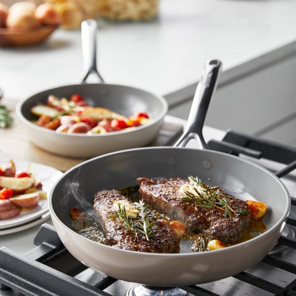 GP5 Colors Ceramic Nonstick 11-Piece Cookware Set with Mirror Handles | Taupe For Discount - Image 3