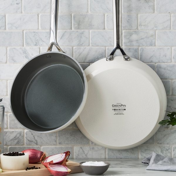 GP5 Colors Ceramic Nonstick 9.5  and 11  Frypan Set with Mirror Handles | Cloud Cream Cheap - Image 2