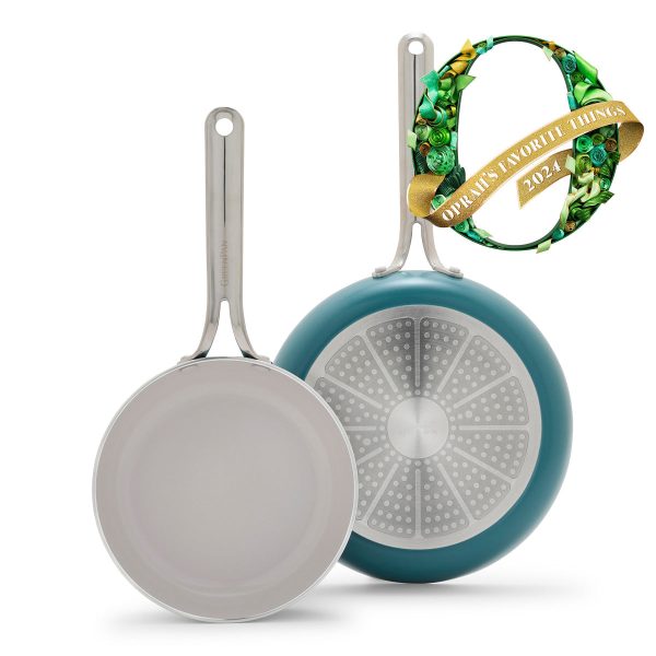 Nova Ceramic Nonstick 8  and 10  Frypan Set | Deep Teal Cheap