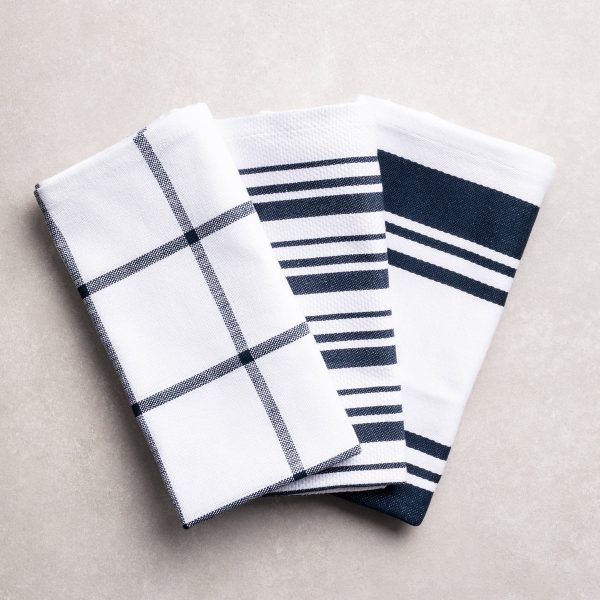 3-Piece Organic Cotton Kitchen Towel Set | Blue For Cheap - Image 2