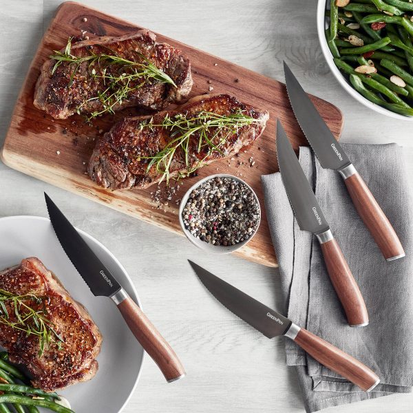 Premiere Titanium Cutlery 4-Piece Steak Knife Set with Walnut Handles Online Sale - Image 3