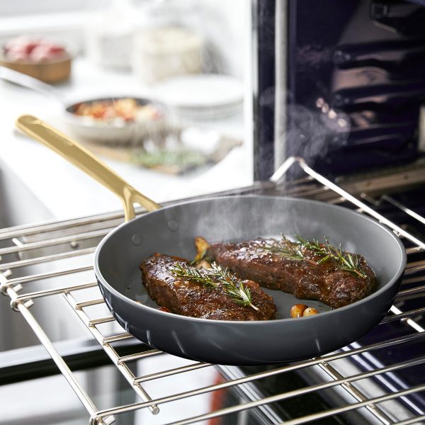 GP5 Colors Ceramic Nonstick 9.5  and 11  Frypan Set with Champagne Handles | Slate Discount - Image 4