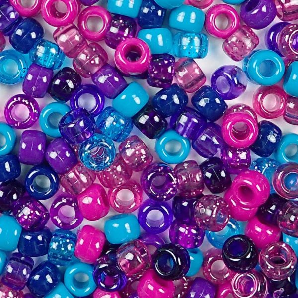 Dark Berry Multicolor Mix Plastic Pony Beads 6 x 9mm, 500 beads Fashion