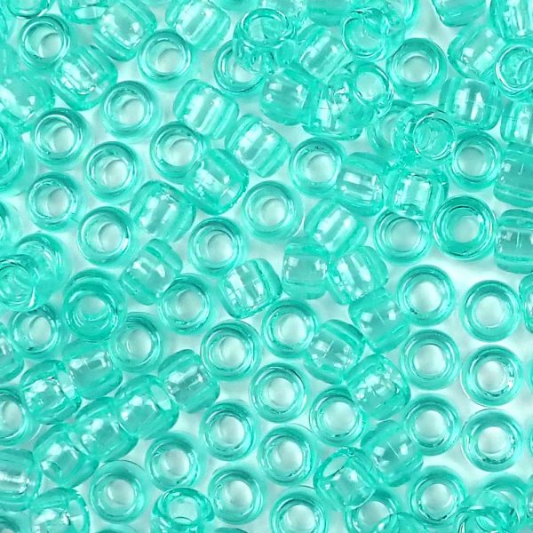 Light Aqua Green Transparent Plastic Pony Beads 6 x 9mm, 500 beads Hot on Sale