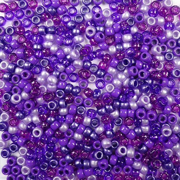 Purple Mix Plastic Pony Beads 6 x 9mm, 500 beads Discount - Image 2