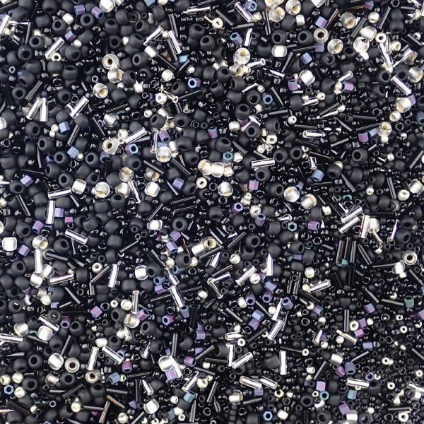 Toho Japanese Seed Beads, Mixed Shapes & Sizes, Jet Silver Mix, 20 grams on Sale